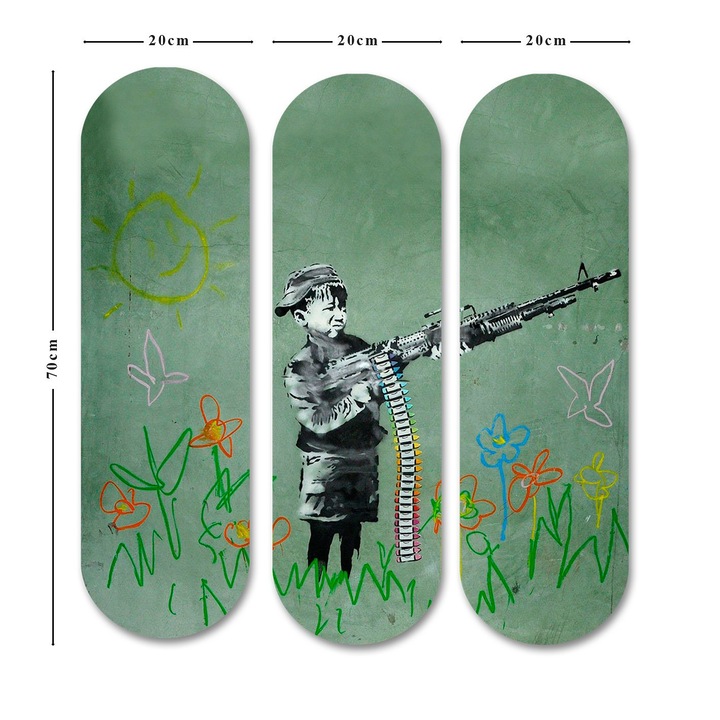 Dekoratív MDF festmény (3 darabos készlet), Wallity, 20x70cm, 70x70cm