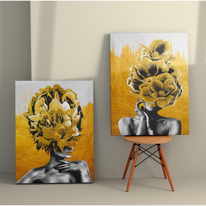 Dekoratív festmények vászonra, Wallity, 70x100cm, 2 darabos szett, fa