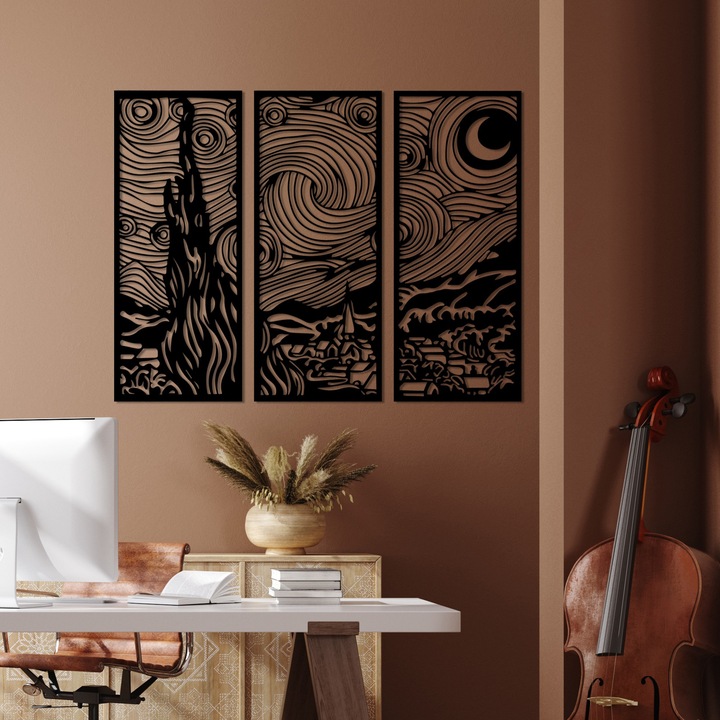 Wallity fém fali dekoráció, Beckett modell, 3x30x73cm