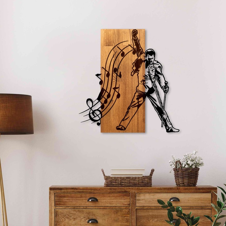 Dekoratív fali dekoráció, Wallity, Jonah, fa és fém, 55x58x3cm