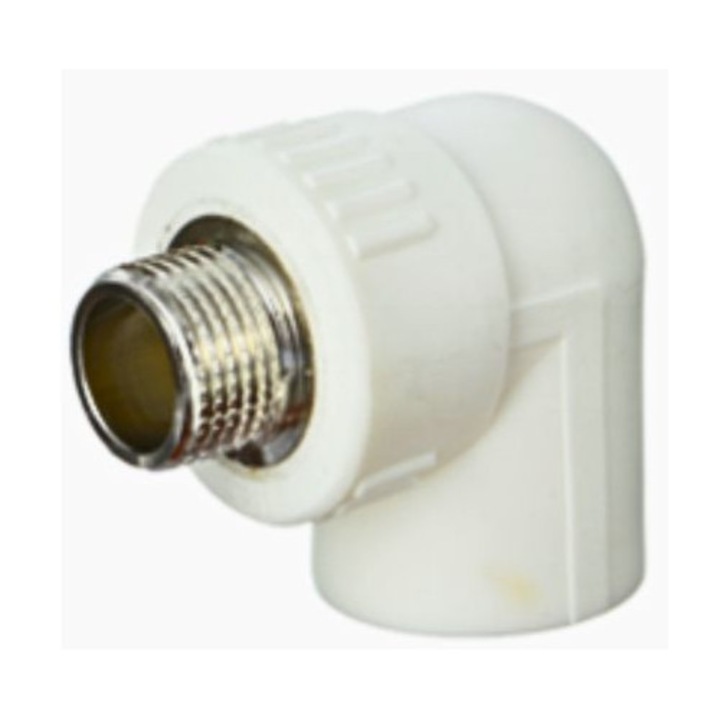 Cot 90 grade racord ppr teava diametru 20 mm cu filet exterior 1/2", utilizat in instalatiile de apa