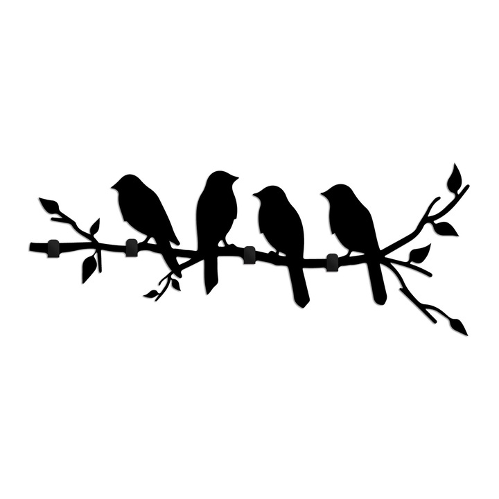 Cuier de perete metalic, Wallity, 62x42x2cm, negru