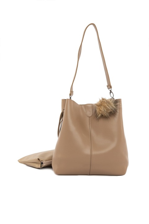 Garbalia válltáska szemhéjfesték tokkal, Blakely modell, 32x30x10cm, bézsbarna