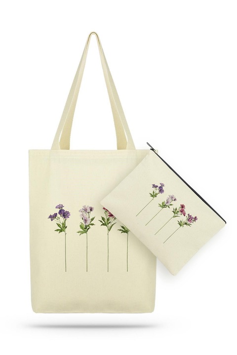 Set geanta tote si portofel, Garbalia, 35x40x8cm, 25x18cm, bumbac, negru