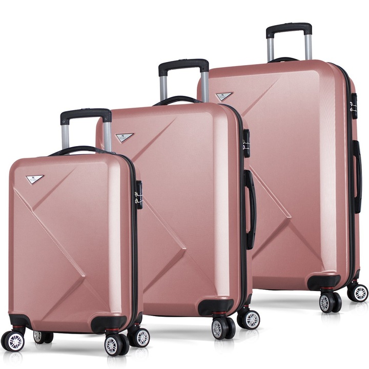 Set trolere MyValice, 3 piese, roz, 57x33x24cm, 67x43x28cm, 76x48x30cm