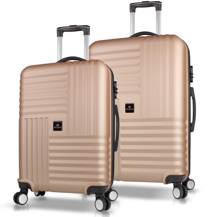 Set 2 trolere Myvalice, 77x51x28cm/67x44x26cm, bej