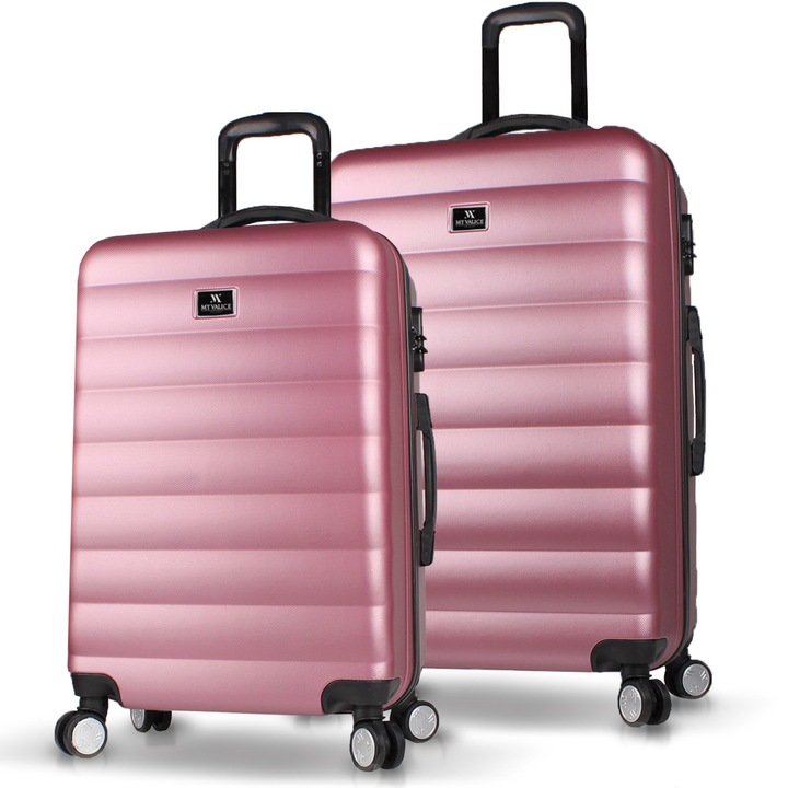 Set 2 trolere Myvalice, roz, 76x48x30cm/65x42x28cm