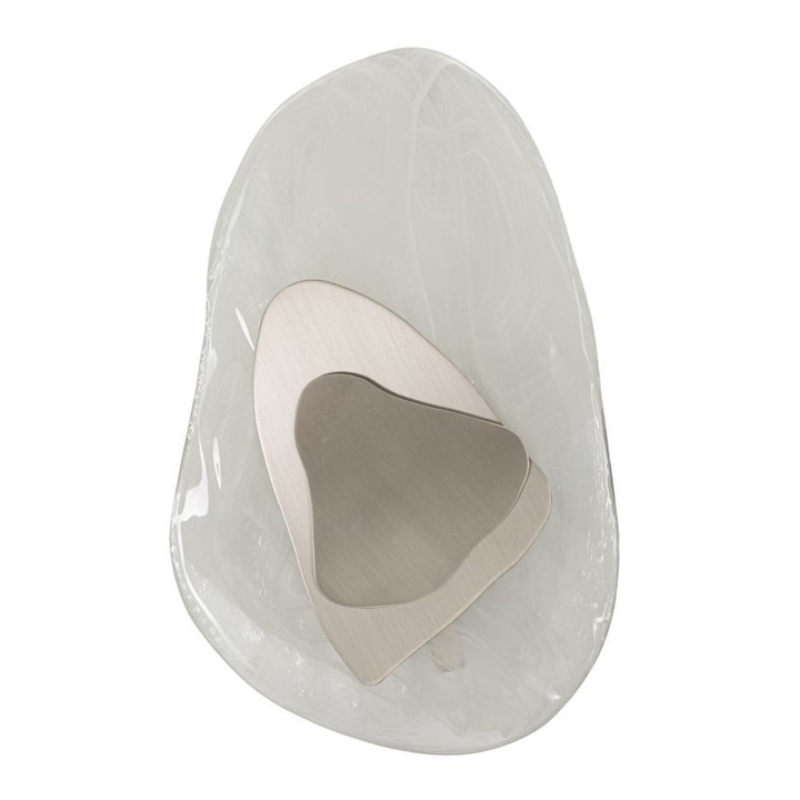 Veioza Joshua, Mauro Ferretti, 32x21x8 cm, metal argintiu, sticla alba