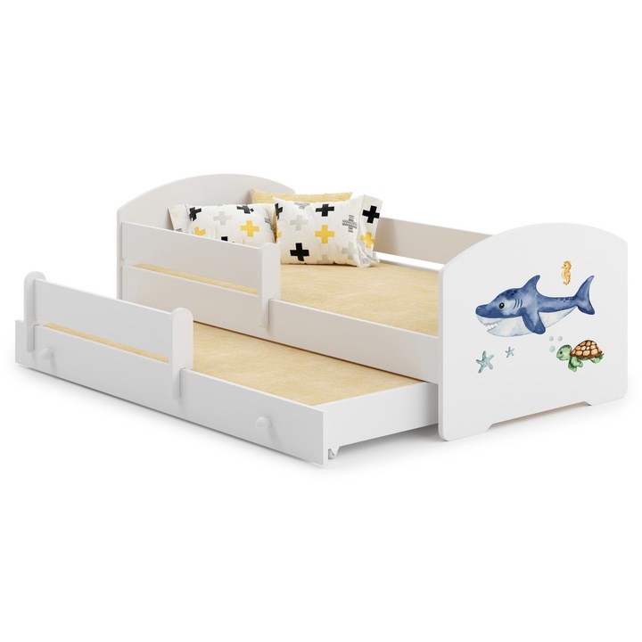 Pat dublu Luk II 160x80 cu 2 saltele, RIKO, design prietenos, functie de dormit suplimentar