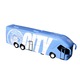 Manchester City FC buszmodell, hivatalos csapatbusz, öntöttvas, fém, 1:50 méretarány, 25 cm hosszú, a futballklub jelvényével ellátva, gyűjteménybe, ajtók nyitószerkezettel