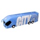 Manchester City FC buszmodell, hivatalos csapatbusz, öntöttvas, fém, 1:50 méretarány, 25 cm hosszú, a futballklub jelvényével ellátva, gyűjteménybe, ajtók nyitószerkezettel