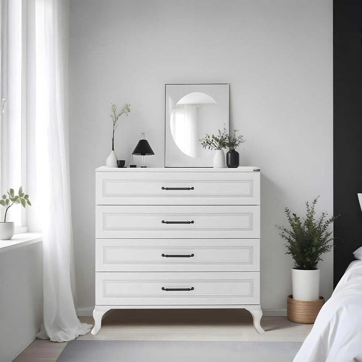 Comoda Woody Fashion, model sfn-1004-dd-1, 4 sertare, 90x89x45cm, fixare pe perete