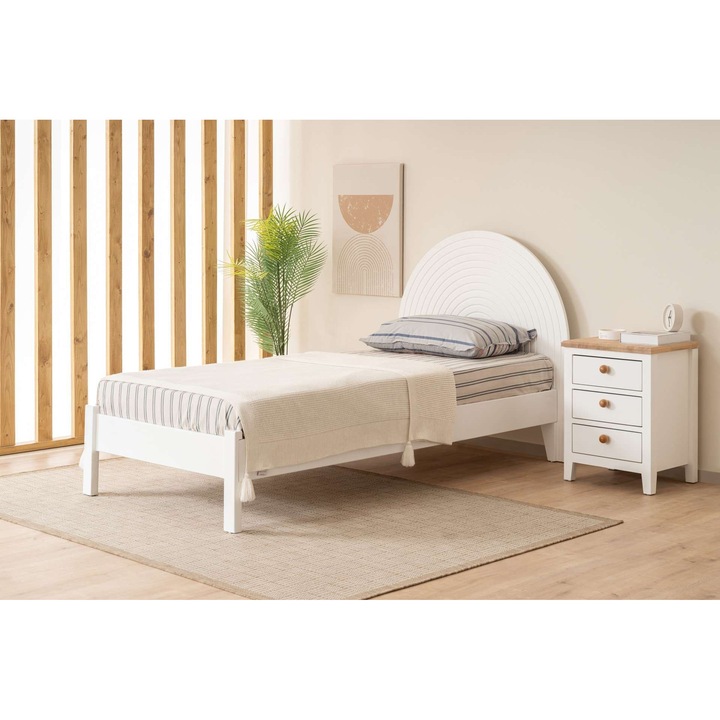 Pat simplu Woody Fashion, 90x200cm, MDF, alb