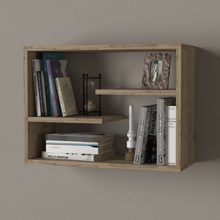 Raft decorativ de perete, Woody Fashion, model Tino, 60x44x19,5cm, design unic