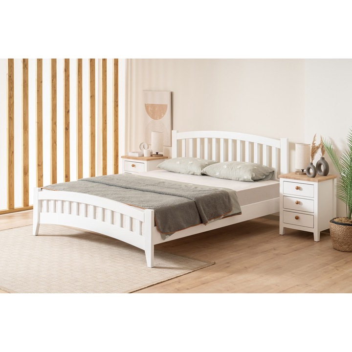 Pat dublu, Woody Fashion, 120x200cm, MDF lacuit, alb