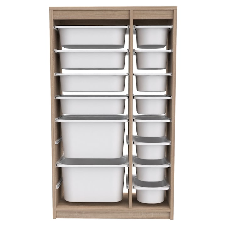 Многофункционален гардероб Woody Fashion Montana XS, кафяв, бял, 69x112.2x29.6 см, с чекмеджета