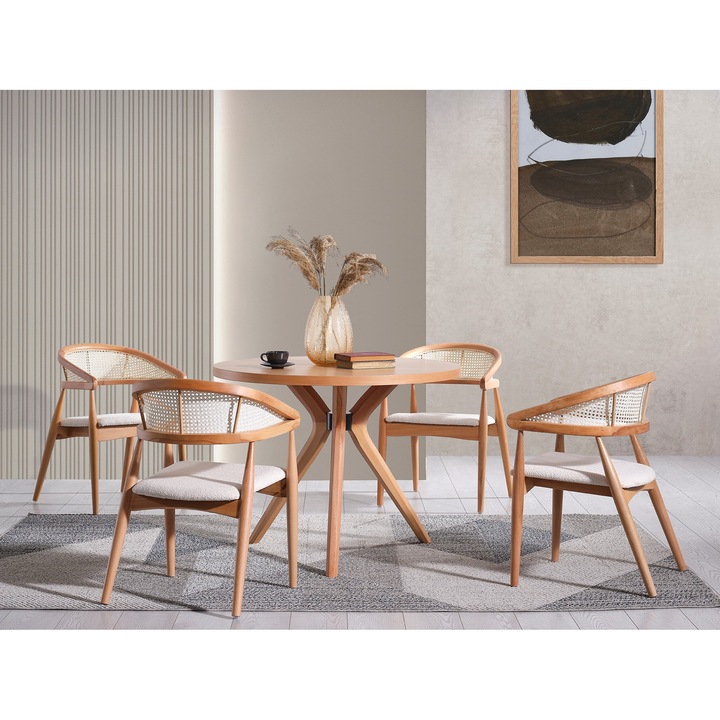 Трапезна маса, Woody Fashion, модел Vegas, естествено буково дърво, 100x100x75см