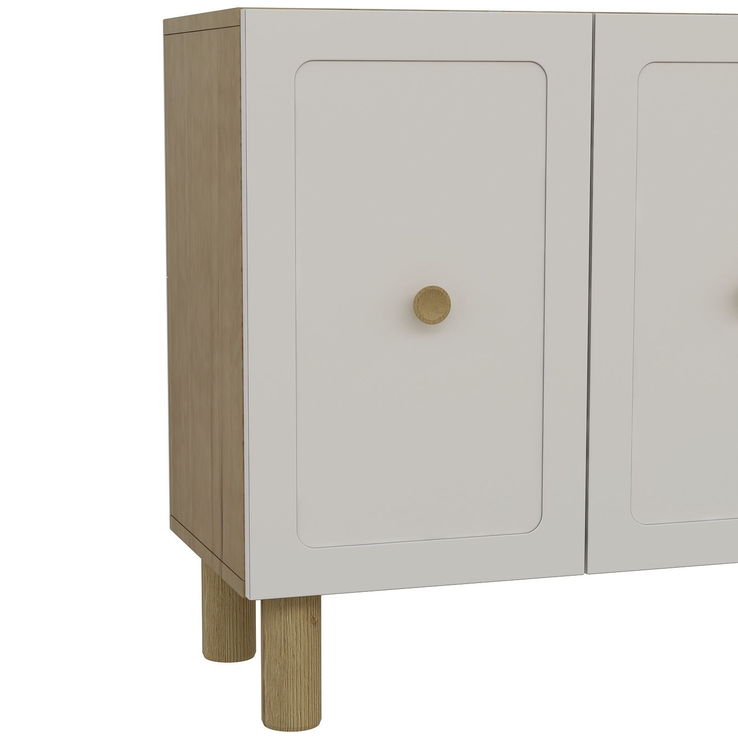 Consola Woody Fashion, 150x75x32cm, stejar safir si alb, design modern, 4 rafturi