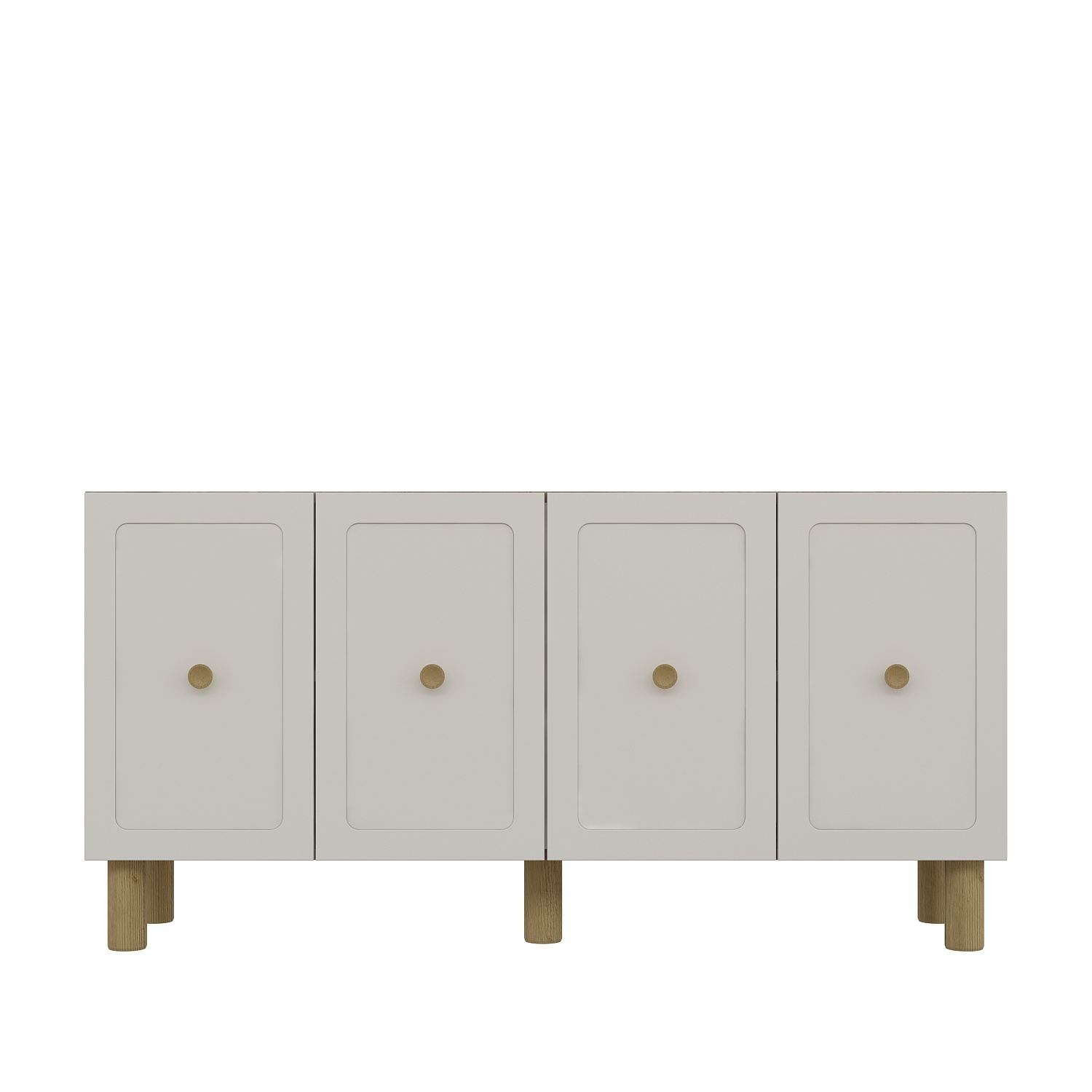 Consola Woody Fashion, 150x75x32cm, stejar safir si alb, design modern, 4 rafturi