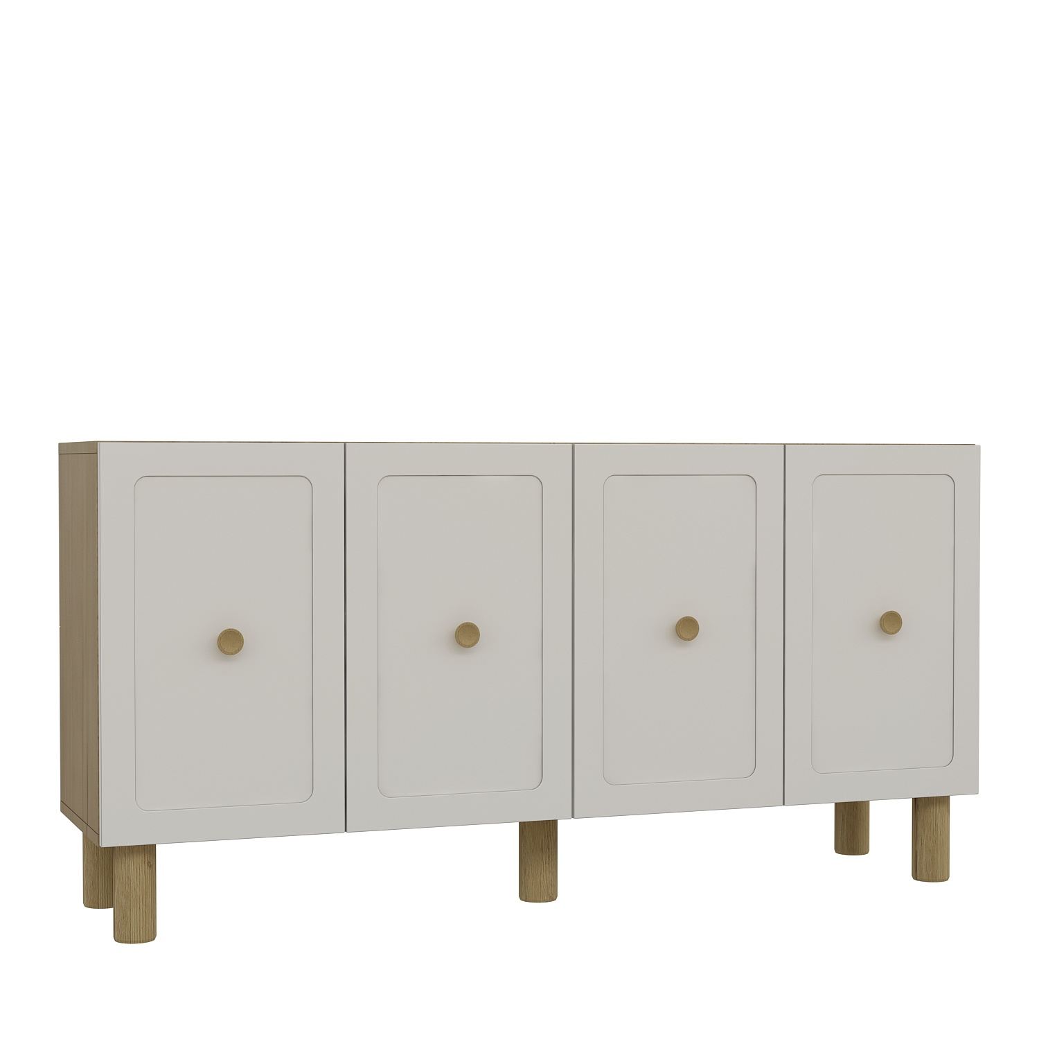 Consola Woody Fashion, 150x75x32cm, stejar safir si alb, design modern, 4 rafturi