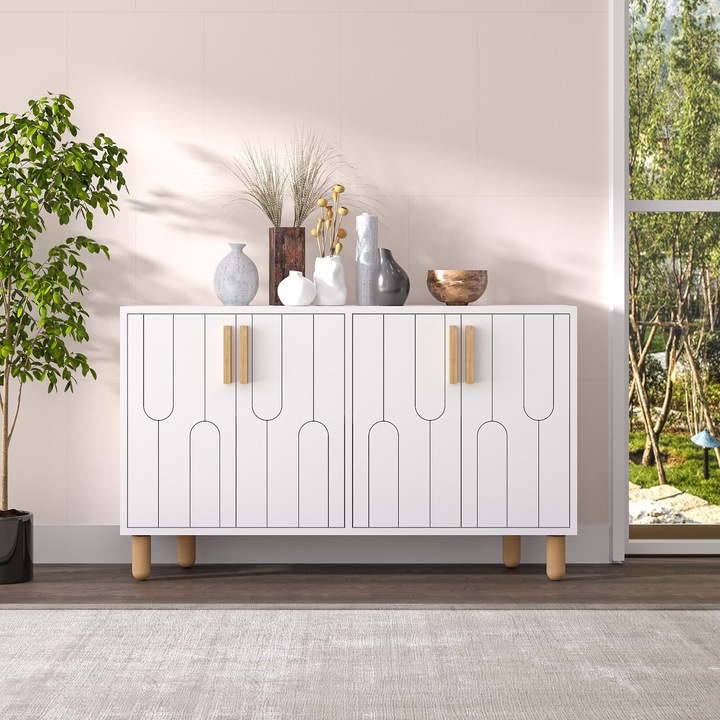 Comoda, Woody Fashion, model Vincent, alb, 120x73,6x29,6cm, set 1 bucata