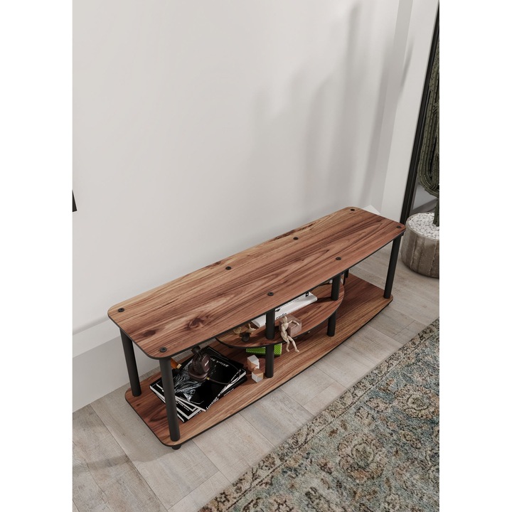 Comoda TV Mesivo, Woody Fashion, nuc, 120x35x38cm, picioare din lemn