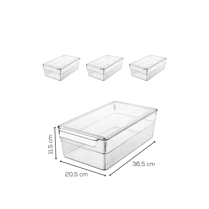 Set organizatoare pentru frigider, Hermia Concept, transparent, 20,5x36,5x7,5cm, 5500ml (3 piese)