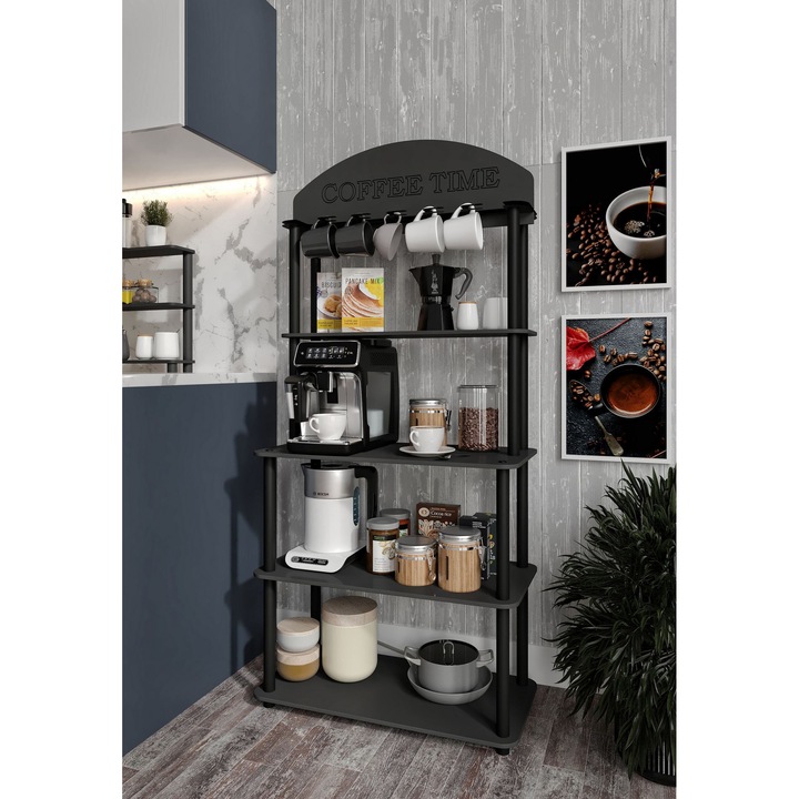 Mese cafea, Woody Fashion, negru, 34x69x140cm, picioare din lemn