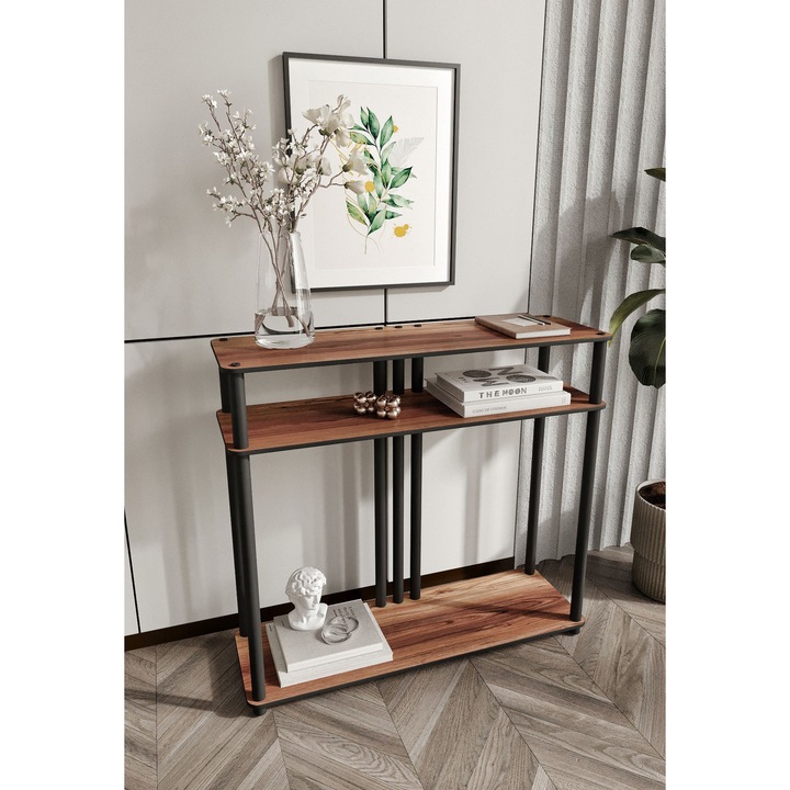 Comoda Woody Fashion Garcia, nuc, 90x30x84cm, picioare din lemn, set 1 bucata