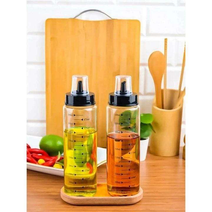 Set oliviere din sticla, Hermia Concept, 500 ml, 5,5x5,5x28cm, 2 piese