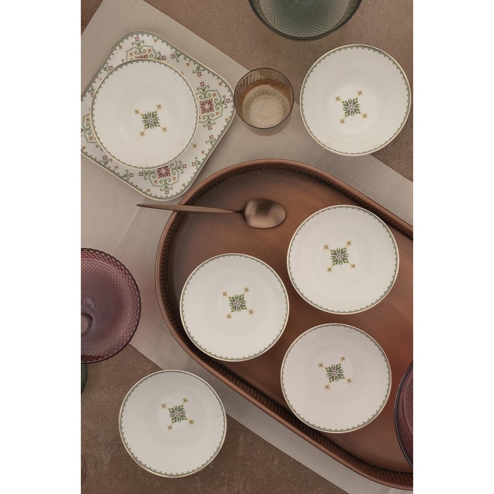 Set boluri din portelan, Hermia Concept, 15x15cm, 6 piese, sigur pentru masina de spalat vase si cuptorul cu microunde