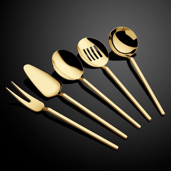Set pentru servire 5 piese, Hermia Concept, inox, aurie, 21x23,5cm