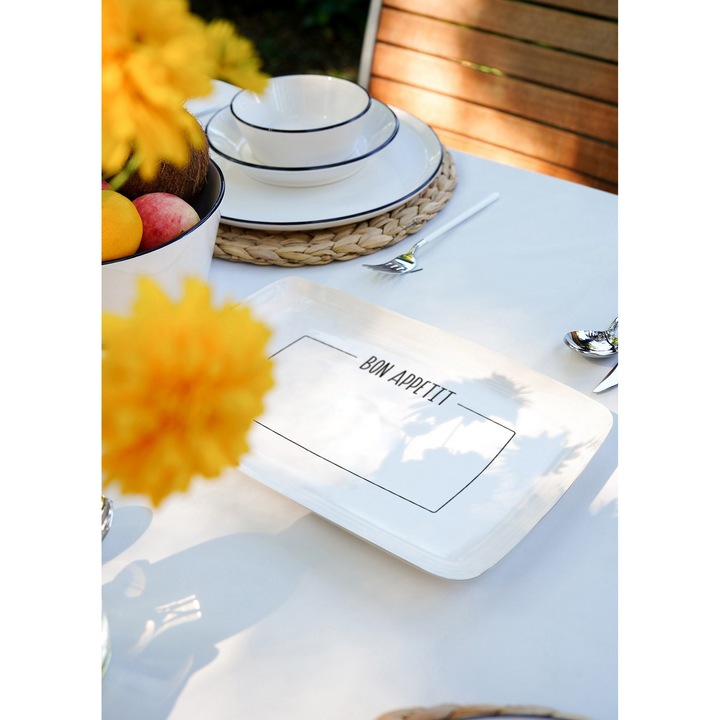 Platou ceramic, Hermia Concept, 34x25x2cm, sigur pentru masina de spalat vase