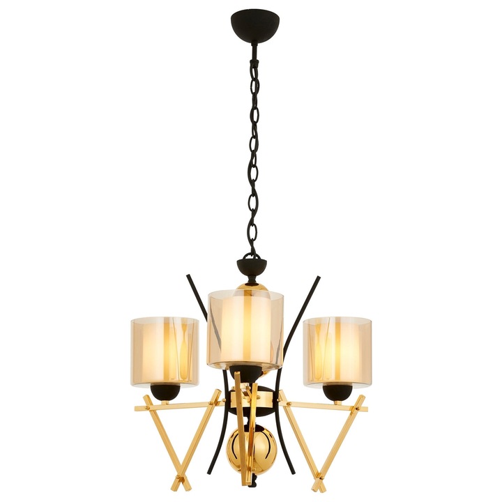 Lustra Opviq AV-4301-3S, metal + sticla, 90cm inaltime, 50cm diametru, 3 x E27, max 40W