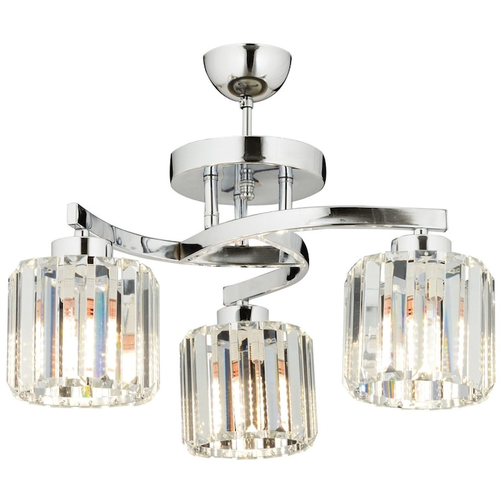 Полилей Opviq AV-65229-3K, Метал, Кристален капак, Височина 40 см, Диаметър 58 см