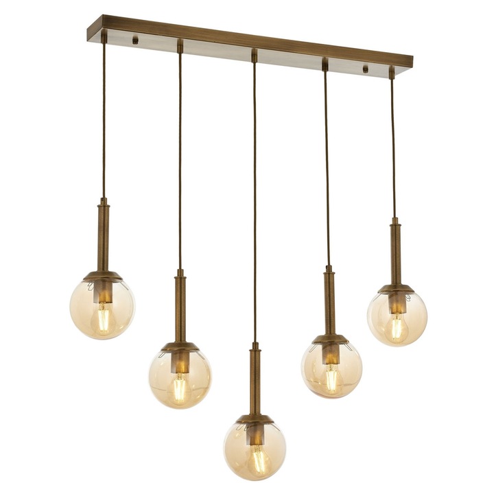 Lustra Opviq AV-1781-5EY, metal+sticla, 90cm, 5xE27, IP20