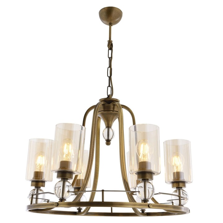 Lustra Opviq AV-1597-6E, metal + sticla, 85x 62cm, soclu E27, IP20