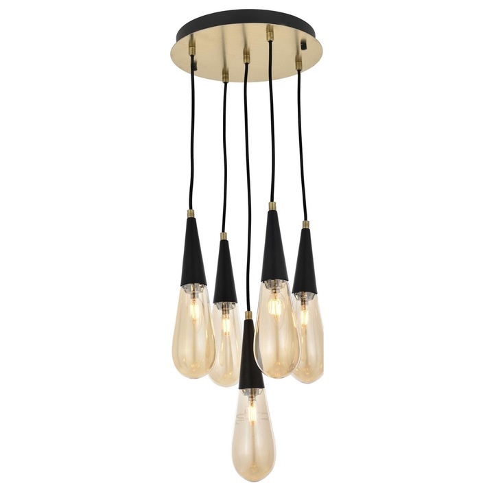 Полилей Opviq, метален, стъклен капак, 90 см x 33 см, 5 x E14, IP20