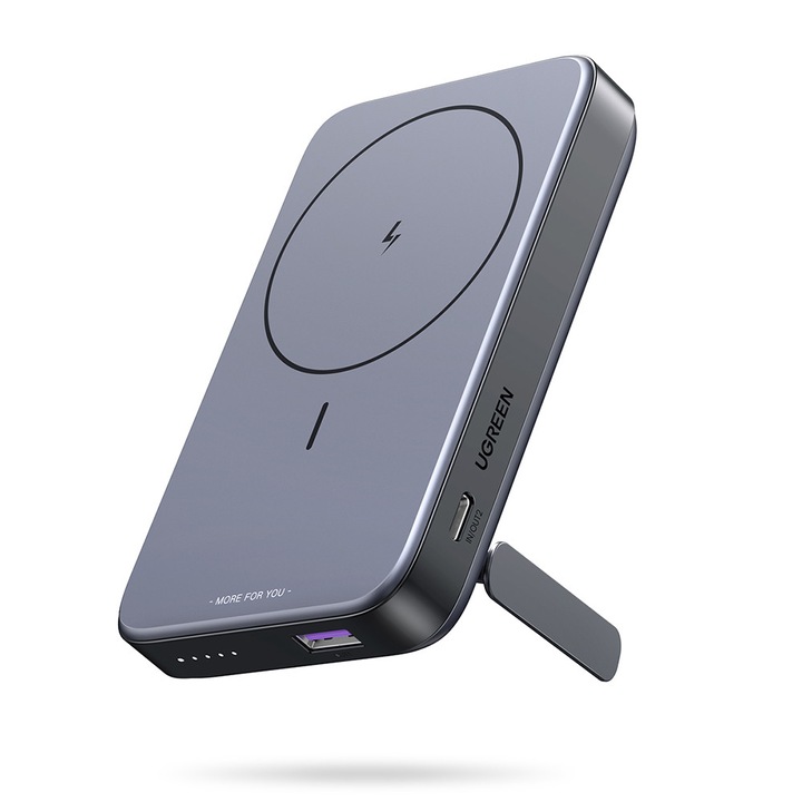 Външна батерия със стойка USB Type-C 10000mAh 22.5W 5V/3A - Ugreen PB206 (15086) - Космическо сиво