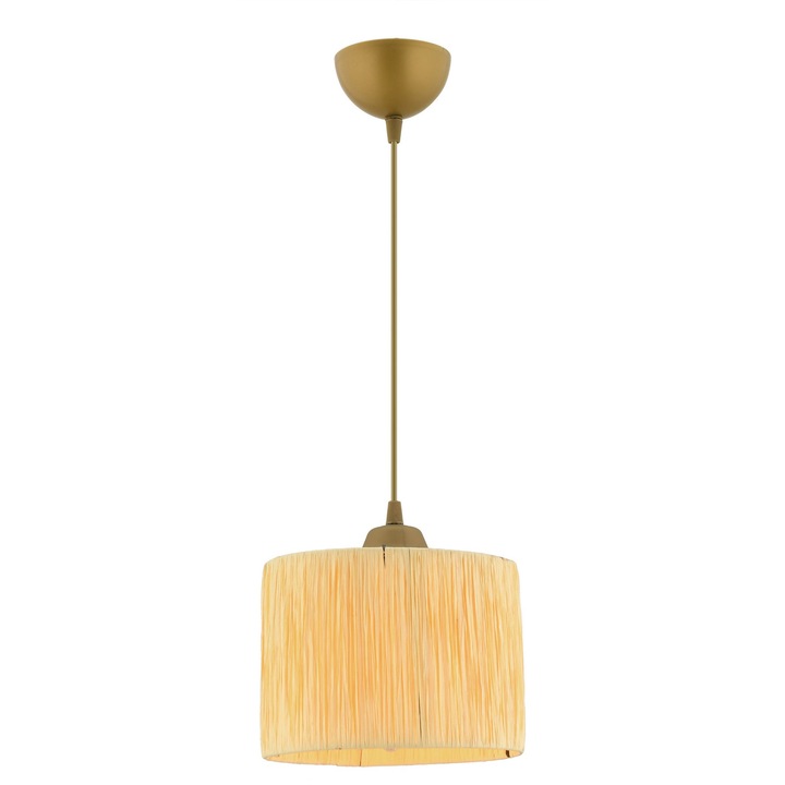 Candelabru Opviq, galben, 20x20cm, inaltime 55cm, tip soclu E27, metal/rafie