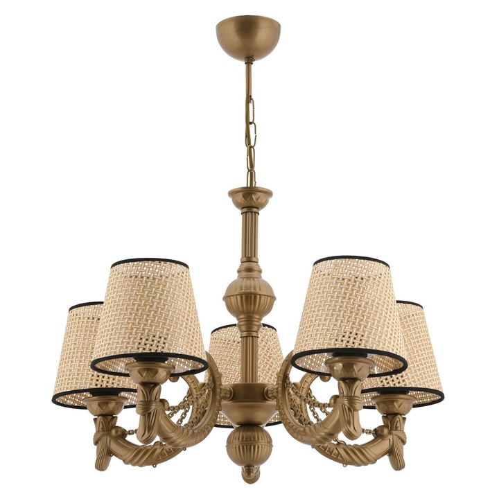 Candelabru Chandelier Fiona - natural, auriu, Opviq 5401, Corp metalic