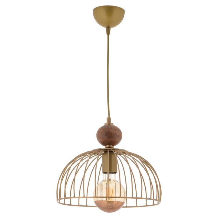 Candelabru din lemn Dorris - auriu, natural, Opviq 5375, Corp metalic