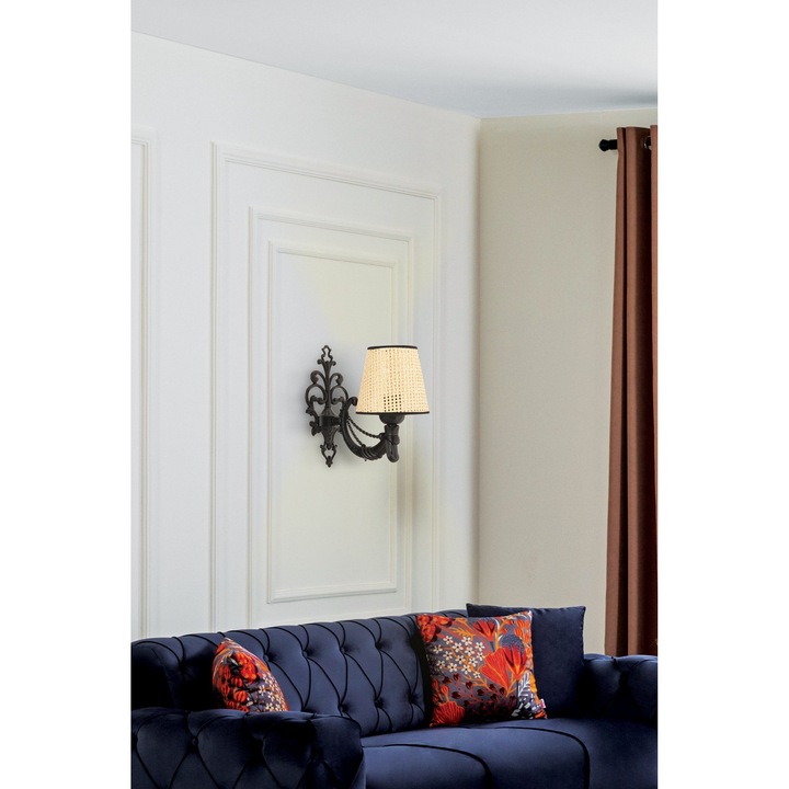 Стенна лампа Gloria Coral, Opviq, черна, размери 15x10x13см, обща височина 24см, тип фасунга 1 x E27, макс. 40W