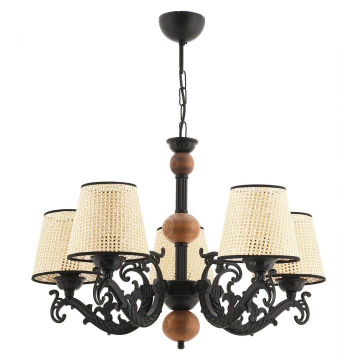 Candelabru Fiona Coral Wood - negru, crem, Opviq 5410, Corp metalic
