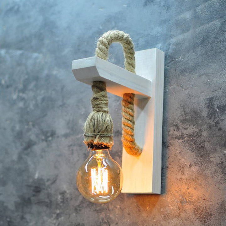 Opviq fali lámpa, pp156 modell, fenyőfa, 30x23x9cm, E27 foglalat