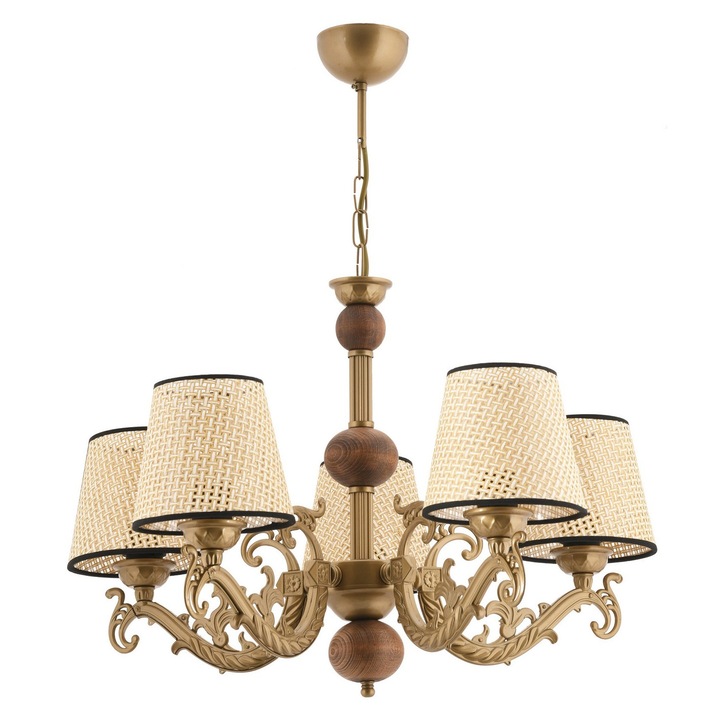 Candelabru Fiona Coral Wood - auriu, alb, crem, Opviq 5411, Corp metalic