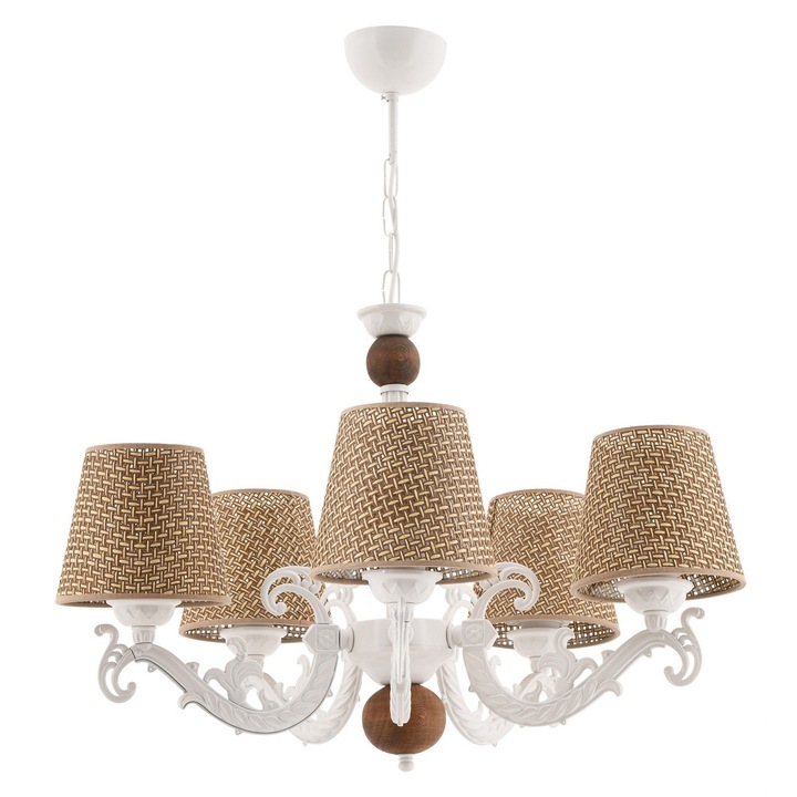 Candelabru fiona hazeran - alb, natural, Opviq 5414, Corp metalic