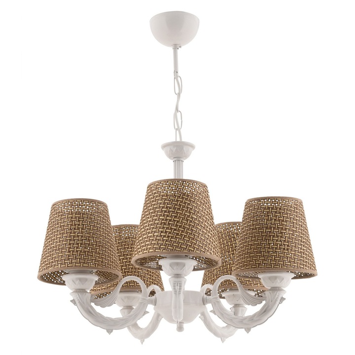 Candelabru fiona hazeran - natural, alb, Opviq 5396, Corp metalic