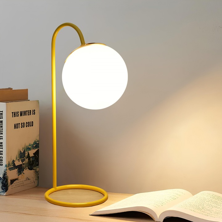 Veioza Opviq 241456, metal, capac sticla, 15x15cm, inaltime 39cm, cablu 1,5m