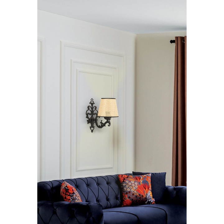 Стенна лампа Claire Coral, Opviq, черна, дъб, 1 x E27, 24 см, 15x10x13 см